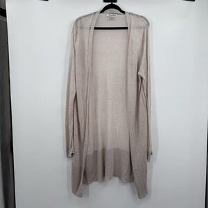 Tommy Bahama Cardigan Womens XL Beige Open-Knit Lightweight Linen Relaxed